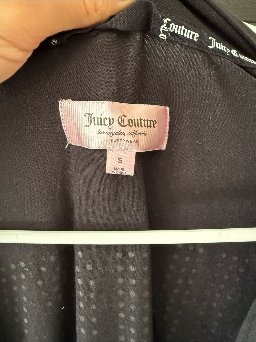 Juicy Couture Black Women's Robe with Subtle Dot Pattern